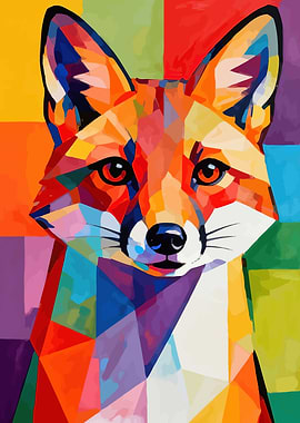 Colorful Geometric Fox Portrait