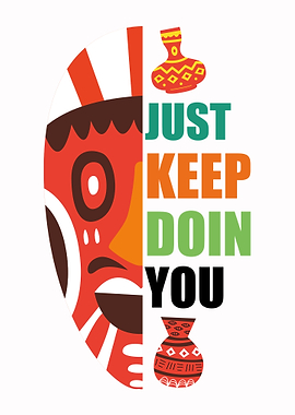 African Mask and Inspirational Text