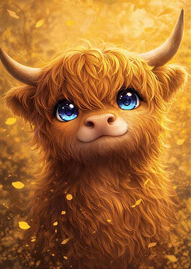 Cute Highland cow in autumn