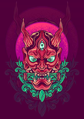 Red Oni Mask with Third Eye
