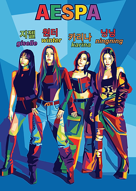 K-Pop Group Aespa in Pop Art Style