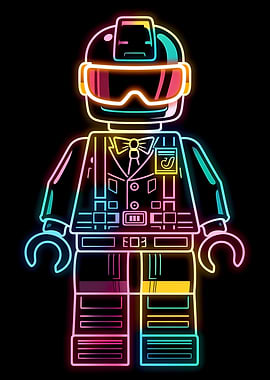 Neon Lego Robot in Tuxedo