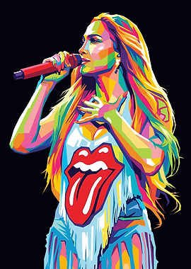 Singer with Rolling Stones T-shirt