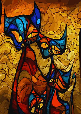 Stained Glass Style Cats