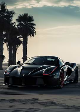 Black Ferrari on the beach