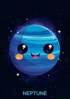 Cute Cartoon Neptune Planet