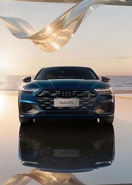 Audi A7L on a reflective surface