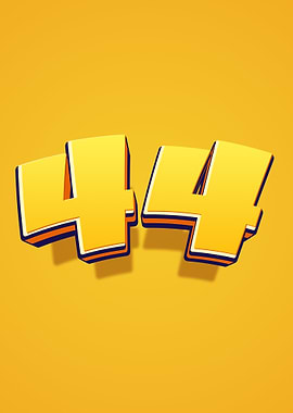 Number 44 in 3D Yellow