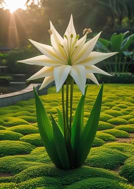 Exotic White Flower in Lush Garden