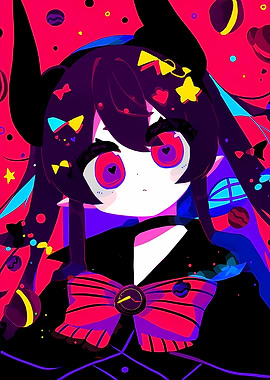 Anime Girl with Horns and Bow