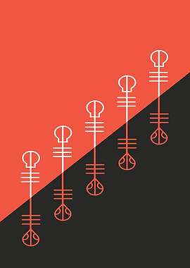 Minimalist Symbols on Red and Black Background