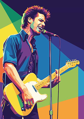 Musician Playing Guitar and Singing