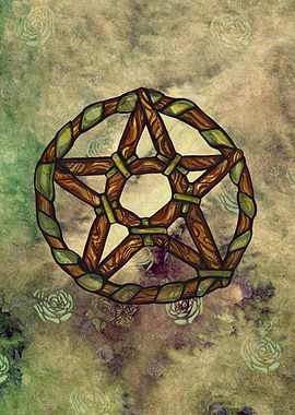 Pentagram with Floral Background