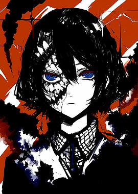 Anime Character with Cracked Face