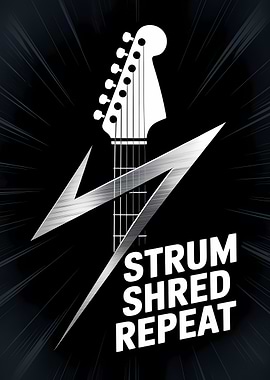 Strum Shred Repeat Guitar Graphic