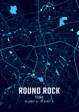 Round Rock Texas Midnight City Map