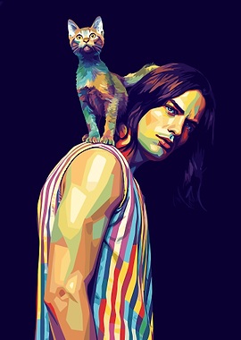 iggy pop Art Cat on Shoulder