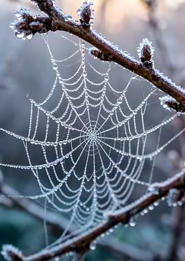 Frosty Spiderweb on a Branch
