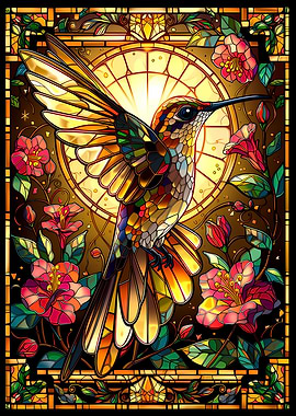 Stained Glass Hummingbird