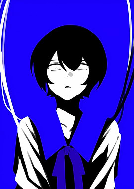 Anime Character with Blue Background