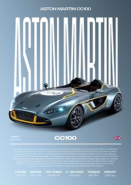 Aston Martin CC100 Car Poster