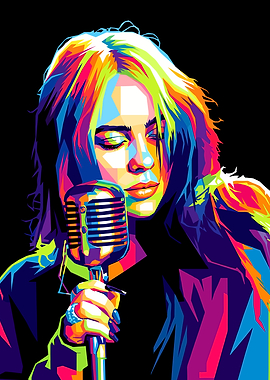 Billie Eilish Singing into Microphone