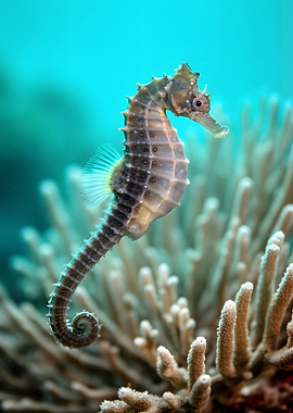 Seahorse on Coral Reef