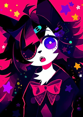 Anime Cat Character with Stars