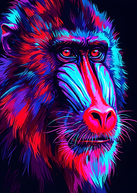 Vibrant Baboon Portrait