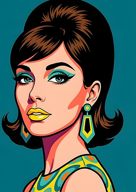 Retro Pop Art Woman with Bold Makeup