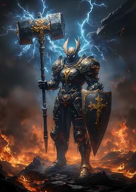 Warrior with Hammer and Shield