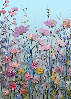 Stained Glass Mosaic of Wildflowers