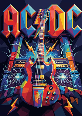 ACDC Guitar and Amplifiers Pop Art