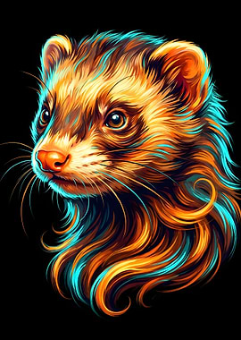 Vibrant Ferret Portrait