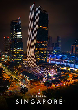 Singapore Skyline at Night