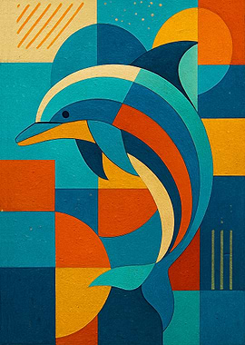 Geometric Dolphin Art