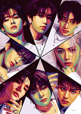 K-Pop Group Pop Art Portrait stray kids