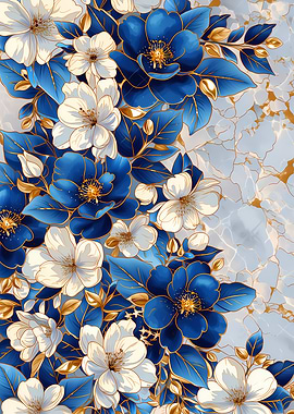 Floral Pattern with Gold Accents