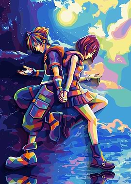 Sora and Kairi Holding Hands