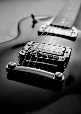 Close-up of Electric Guitar Bridge