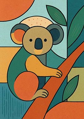 Stylized Koala on a Branch