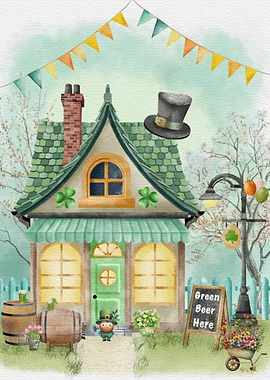 St. Patrick's Day Cottage Scene
