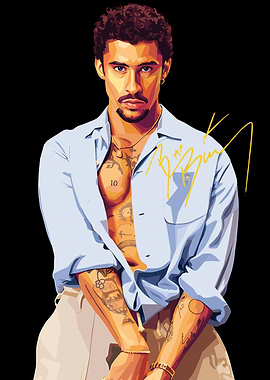 Bad Bunny Portrait with Tattoos