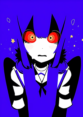 Anime Girl with Swirling Red Eyes