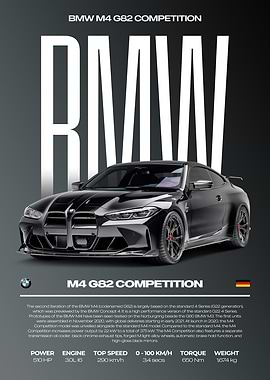 BMW M4 G82 Competition Car Poster