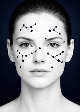 Woman with Constellation Face Tattoos