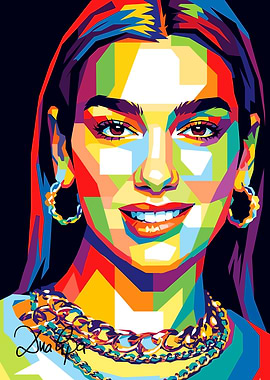Colorful Pop Art Portrait of Dua Lipa