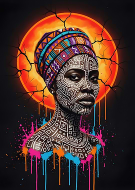 Radiant Afrofuturism Queen - Orange Sun