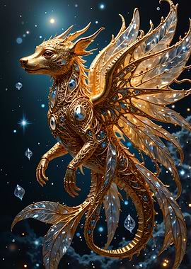 Golden Dragon with Crystal Wings