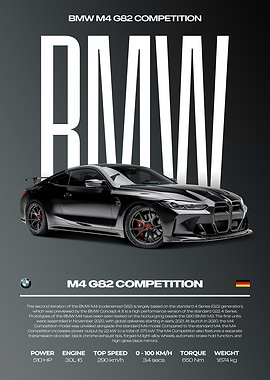 BMW M4 G82 Competition Car Poster